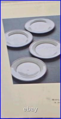Lenox Solitaire 12-Piece China Dinner Set White/Gold Rim Solid Round NEW SEALED