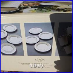 Lenox Solitaire 12-Piece China Dinner Set White/Gold Rim Solid Round NEW SEALED