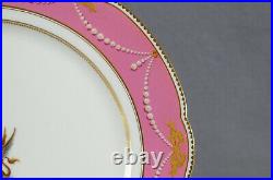 Lerosey Paris Heraldic Griffon Pompadour Pink Beaded Garland & Gold Bow Plate A