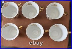 Letoile porcelain de Limoges 6 Tea Cups And 6 Saucers 22k gold trim Fine China