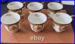 Letoile porcelain de Limoges 6 Tea Cups And 6 Saucers 22k gold trim Fine China
