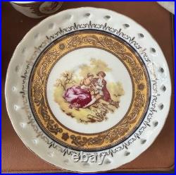 Letoile porcelain de Limoges 6 Tea Cups And 6 Saucers 22k gold trim Fine China