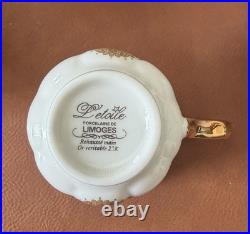Letoile porcelain de Limoges 6 Tea Cups And 6 Saucers 22k gold trim Fine China