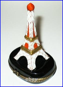 Limoges Box Red & White & Gold Eiffel Tower Paris Red Lips Peint Main Limoges Box Red & White & Gold Eiffel Tower Paris Red Lips Peint Main