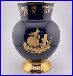 Limoges Castel France Cobalt Blue & 24K Gold Gilded Porcelain Vase Limoges Castel France Cobalt Blue & 24K Gold Gilded Porcelain Vase