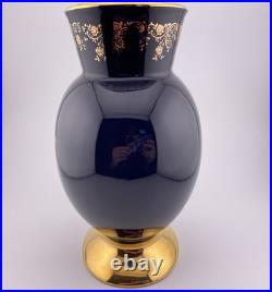 Limoges Castel France Cobalt Blue & 24K Gold Gilded Porcelain Vase Limoges Castel France Cobalt Blue & 24K Gold Gilded Porcelain Vase