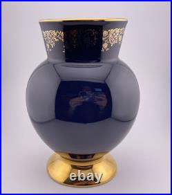Limoges Castel France Cobalt Blue & 24K Gold Gilded Porcelain Vase Limoges Castel France Cobalt Blue & 24K Gold Gilded Porcelain Vase