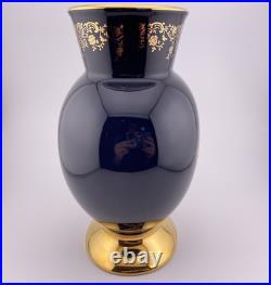 Limoges Castel France Cobalt Blue & 24K Gold Gilded Porcelain Vase Limoges Castel France Cobalt Blue & 24K Gold Gilded Porcelain Vase
