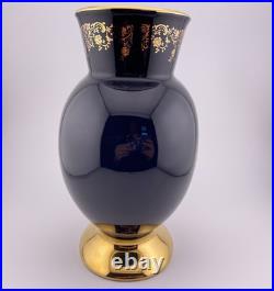 Limoges Castel France Cobalt Blue & 24K Gold Gilded Porcelain Vase Limoges Castel France Cobalt Blue & 24K Gold Gilded Porcelain Vase