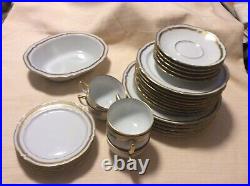Limoges Ceralene A Raynaud Marie-Antoinette White And Gold Porcelain China 29 Pc