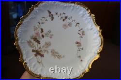 Limoges France Antique P. H. Leonard Ornate Gold Trim Floral Lunch Plate Set Of 7