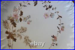 Limoges France Antique P. H. Leonard Ornate Gold Trim Floral Lunch Plate Set Of 7