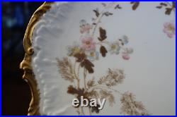 Limoges France Antique P. H. Leonard Ornate Gold Trim Floral Lunch Plate Set Of 7