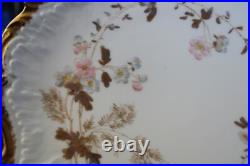 Limoges France Antique P. H. Leonard Ornate Gold Trim Floral Lunch Plate Set Of 7