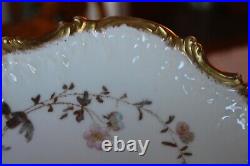 Limoges France Antique P. H. Leonard Ornate Gold Trim Floral Lunch Plate Set Of 7