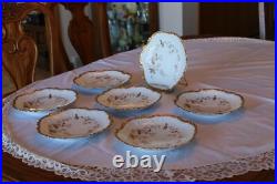 Limoges France Antique P. H. Leonard Ornate Gold Trim Floral Lunch Plate Set Of 7