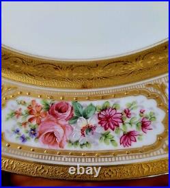 Limoges Large 13 Round Platter(s) Raised Gold Encrusted Rose Artist Plate Gumps