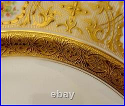 Limoges Large 13 Round Platter(s) Raised Gold Encrusted Rose Artist Plate Gumps