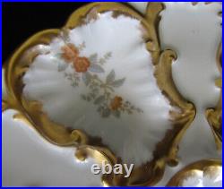 Limoges Oyster Plate Oscar Gutherz Heavy Gold 5 Well Antique Vintage Stunning
