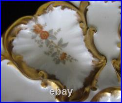 Limoges Oyster Plate Oscar Gutherz Heavy Gold 5-well Antique Vintage Stunning