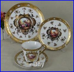 Limoges Style 16 Pcs Dinner Set In white & Heavy Gold Service For 4