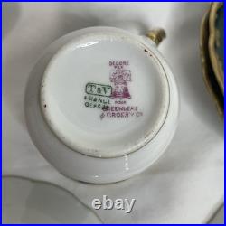 Limoges TV Greenleaf & Crosby Hand Painted Yellow Gold Tea /Demitasse 12 piece