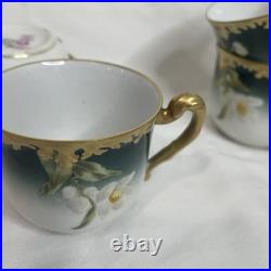 Limoges TV Greenleaf & Crosby Hand Painted Yellow Gold Tea /Demitasse 12 piece