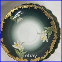 Limoges TV Greenleaf & Crosby Hand Painted Yellow Gold Tea /Demitasse 12 piece