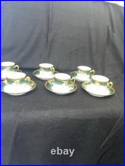 Limoges TV Greenleaf & Crosby Hand Painted Yellow Gold Tea /Demitasse 12 piece