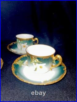 Limoges TV Greenleaf & Crosby Hand Painted Yellow Gold Tea /Demitasse 12 piece