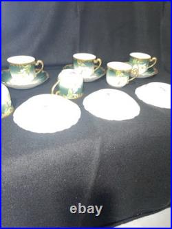 Limoges TV Greenleaf & Crosby Hand Painted Yellow Gold Tea /Demitasse 12 piece