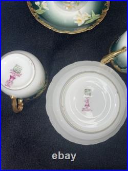Limoges TV Greenleaf & Crosby Hand Painted Yellow Gold Tea /Demitasse 12 piece
