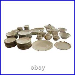 Limoges dinnerware set white and gold for 12, 104 pieces, includes 17 serving pc