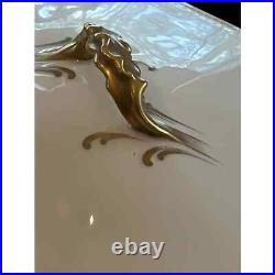 Limoges dinnerware set white and gold for 12, 104 pieces, includes 17 serving pc