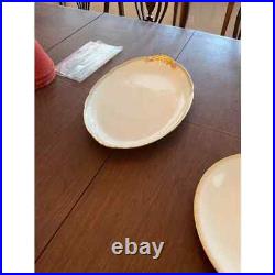 Limoges dinnerware set white and gold for 12, 104 pieces, includes 17 serving pc