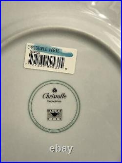 Lot Of 2 Christofle China Green White Gold Trim 12.5 Charger Service Plate E7