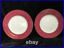 Lot Of 2 Christofle China Red White Gold Trim 12.5 Charger Service Plate B1