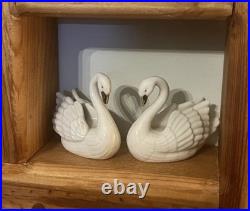 Lot of 2 Lenox Swan Porcelain Place Card Holder or Cake Topper 24K Gold Beak