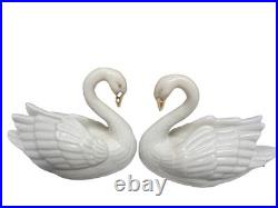 Lot of 2 Lenox Swan Porcelain Place Card Holder or Cake Topper 24K Gold Beak