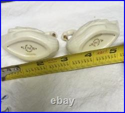 Lot of 2 Lenox Swan Porcelain Place Card Holder or Cake Topper 24K Gold Beak