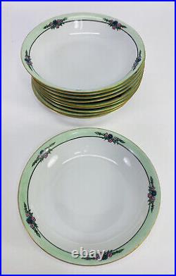 Lot of 33 Antique J&C Trianon Bavaria Green White Gold FLORAL Dated 1921 China