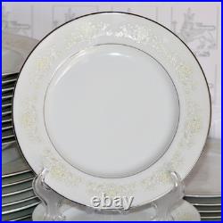 Lot of 54 White Gold by Sango Dinnerware Plate Set, Porcelain China, Near MINT