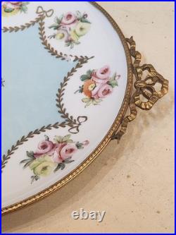 Luigi XV Hand Decorated Porcelain Plate With Ribbon Handles