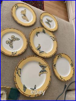 Lynn Chase Porcelain China Butterfly Bamboo Plates lot of 7