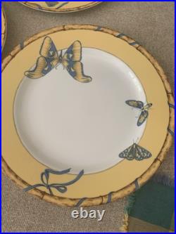 Lynn Chase Porcelain China Butterfly Bamboo Plates lot of 7