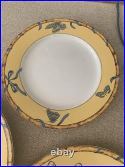 Lynn Chase Porcelain China Butterfly Bamboo Plates lot of 7