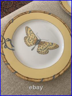 Lynn Chase Porcelain China Butterfly Bamboo Plates lot of 7