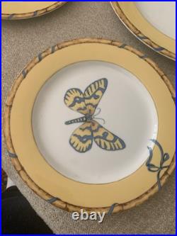 Lynn Chase Porcelain China Butterfly Bamboo Plates lot of 7