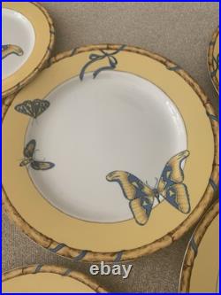 Lynn Chase Porcelain China Butterfly Bamboo Plates lot of 7