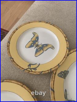 Lynn Chase Porcelain China Butterfly Bamboo Plates lot of 7